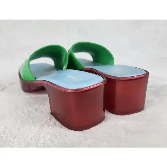 Lazy Oaf x Melissa Platform Slides Green Flower Sandals Chunky Heel Retro | 6 - Picture 5 of 13